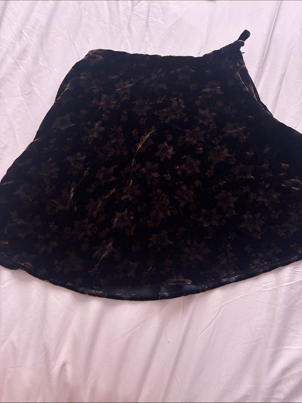 Vintage Velvet Floral A-Line Women’s Skirt - Black/Brown